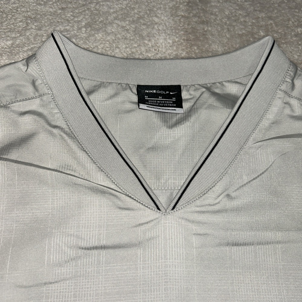 Nike Golf Windbreaker Pullover Size Medium Gray Plaid Short Sleeve Mens Nike - Picture 3 of 12